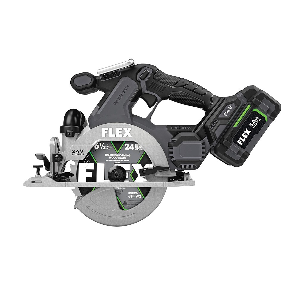 FLEX FX2131A-1C 24-volt-Amp 6-1/2-in Brushless Cordless Circular Saw Kit (1-Batteries Charger Included)