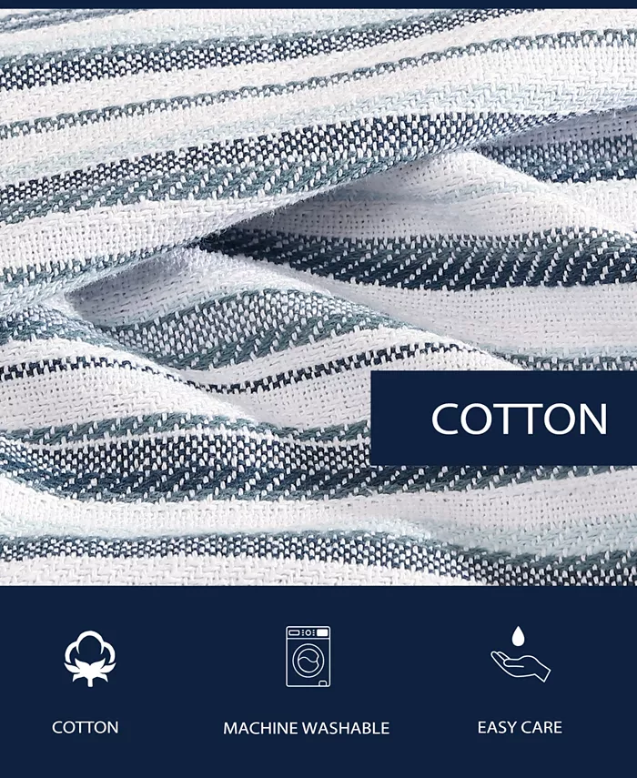 Nautica Pembroke Yarn Dyed Cotton Reversible Blanket， Full Queen