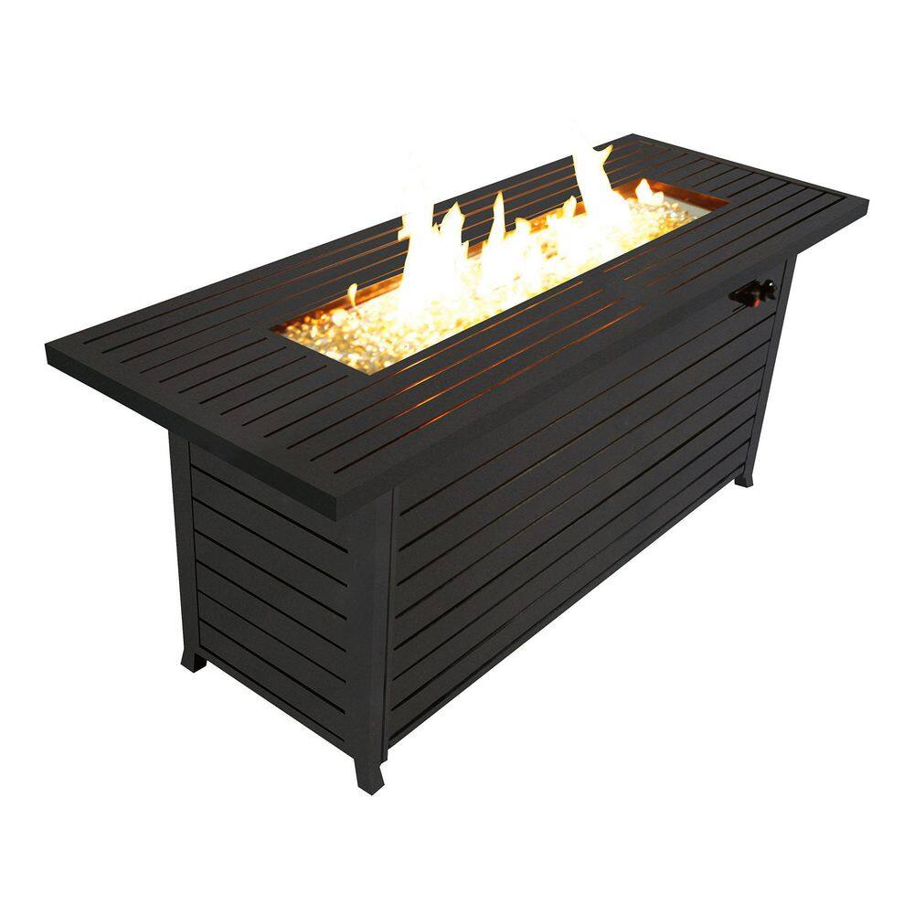 Tunearary 50000BTU Outdoor Gas Propane Fire Steel Pits Table with Lid Fire Glass HYMYCDFSCBMHZP