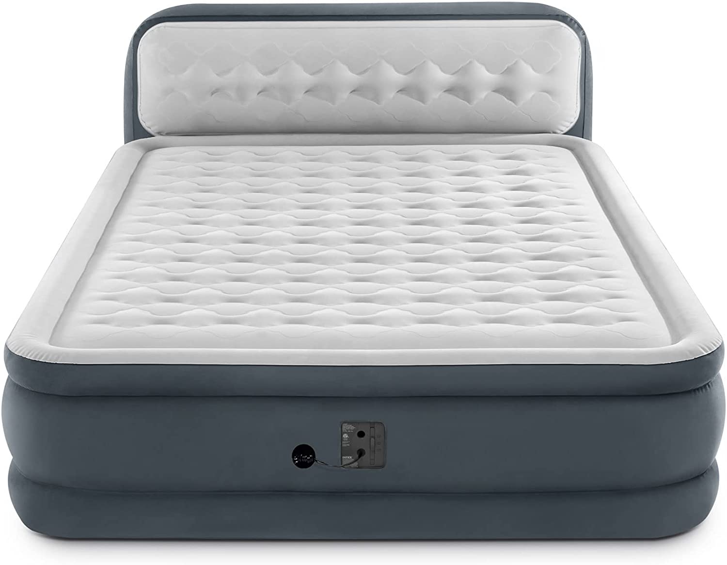 Elevated Fiber Tech Soft Air Mattress Bed with Built-in Pump， Ultra Plush Headboard， and Portable Storage Carrying Case， Queen