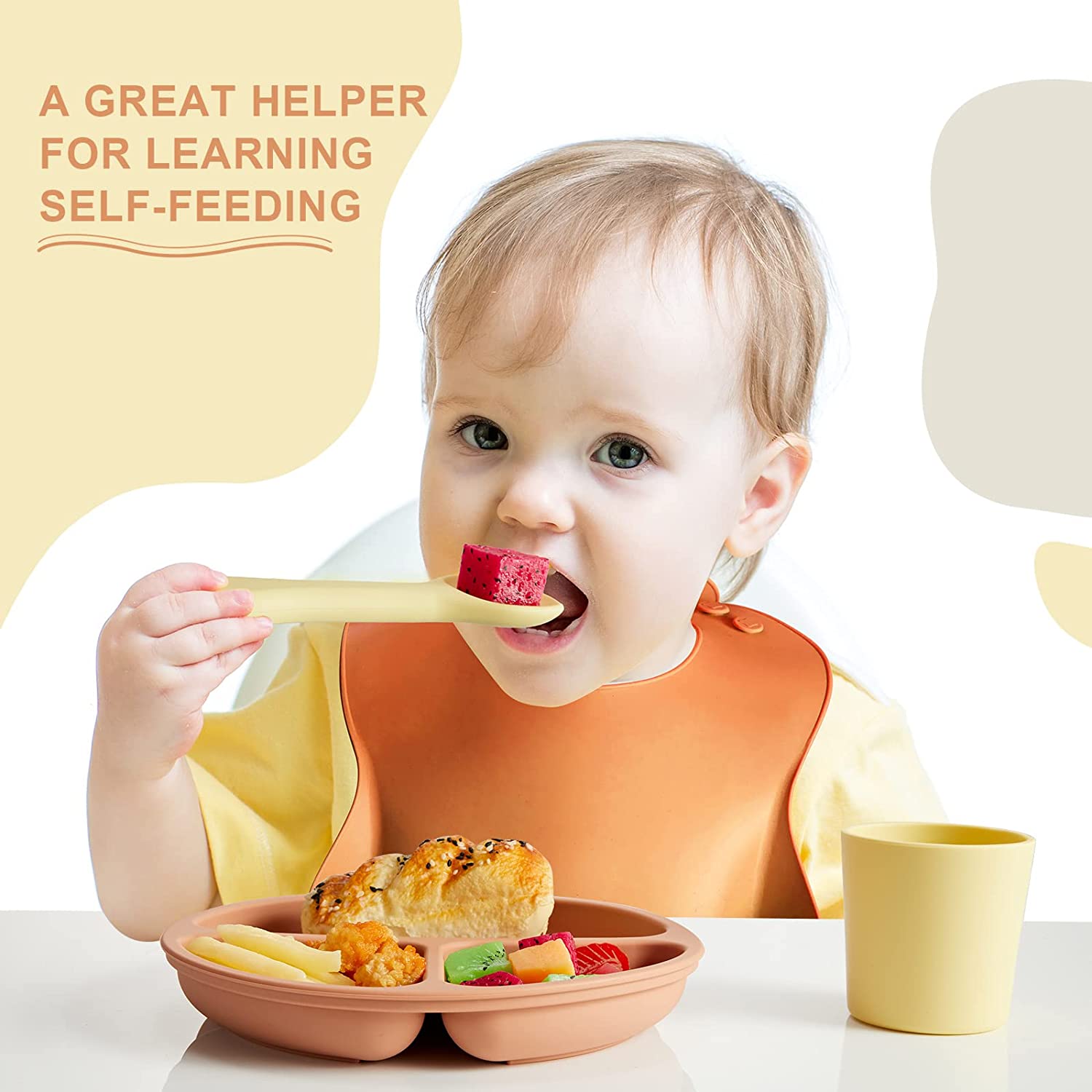 12-piece silicone baby feeding set