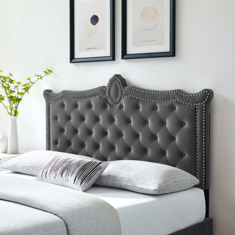 Louisa Tufted Performance Velvet Twin Headboard   Transitional   Headboards   by Modway  Houzz