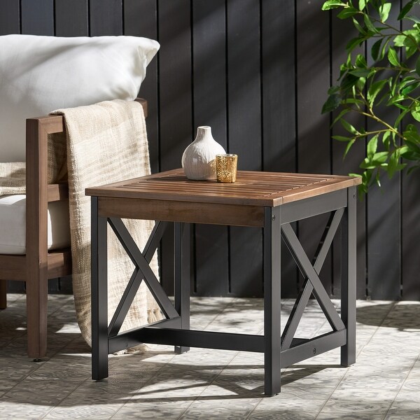 Outdoor Two Toned Finished End Table with Contrasted Legs