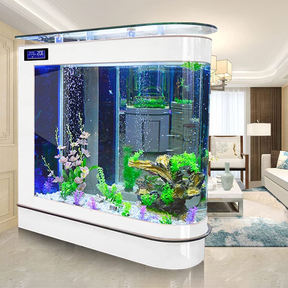 124Gal LED Aquarium Kit Upright Luxury Large Fish Tank Large Glass Fishbowl Glsaa Bar for Patios Living Office Room and Kitchen