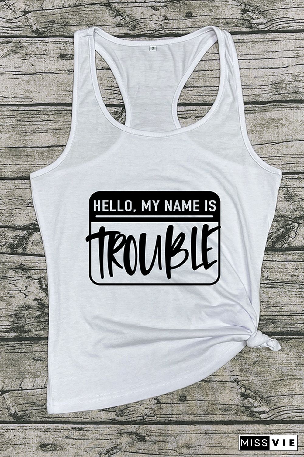 Hello My Name Is Trouble Sleeveless Tank Top Wholesale