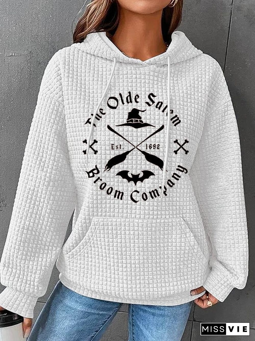 Women's Halloween The Old Salem Witch Company Est.1692 Print Waffle Hoodie