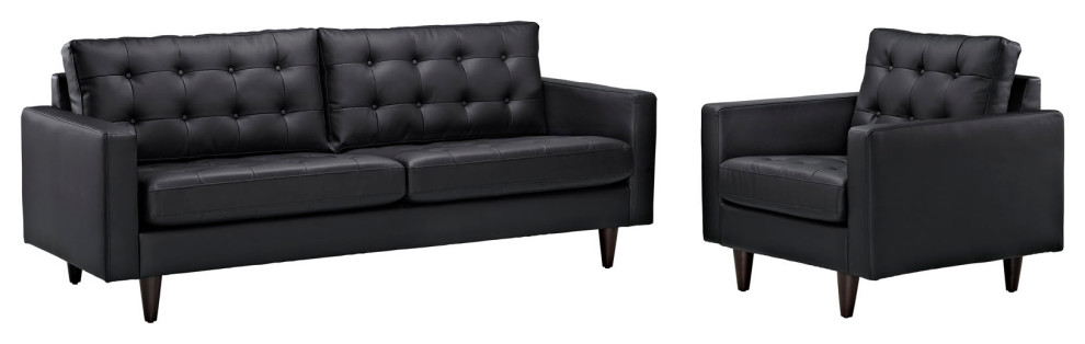 Black Empress Sofa and Armchair Set of 2   Midcentury   Living Room Furniture Sets   by GwG Outlet  Houzz