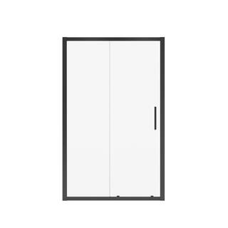 MAAX Connect 45 x 72 in. 6 mm Sliding Shower Door for Alcove Installation with Clear glass in Matte Black 135241-900-340-000