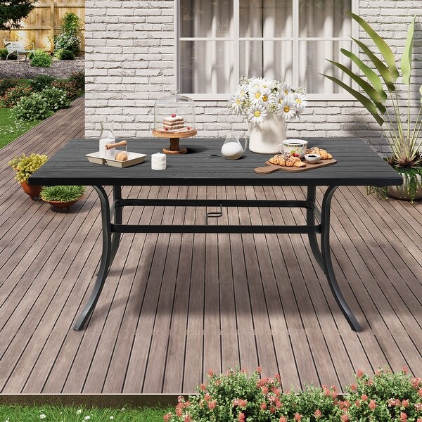 Cast Aluminum Rectangular Bistro Dining Table with Umbrella Hole