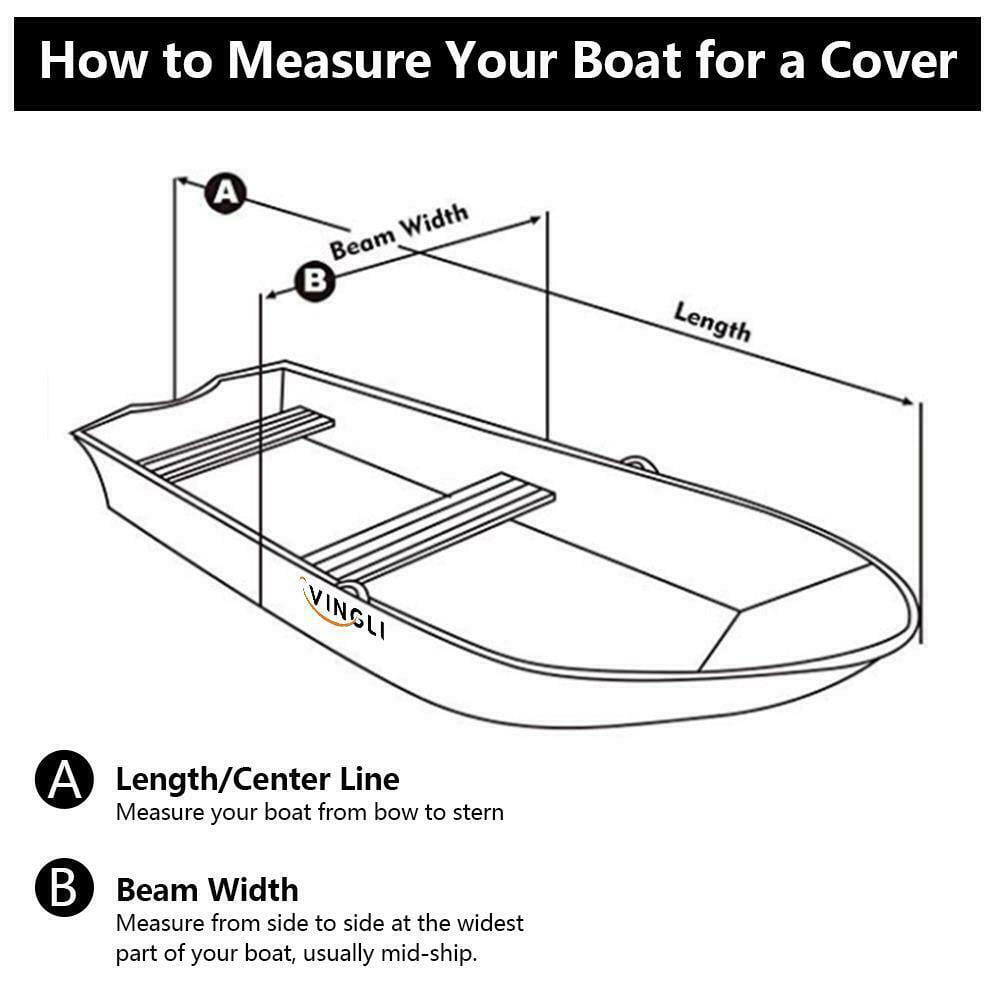 20-22ft Waterproof Heavy Duty Fabric Boat Cover， Oxford Trailerable Fits Fish Ski V-Hull Boats， Black