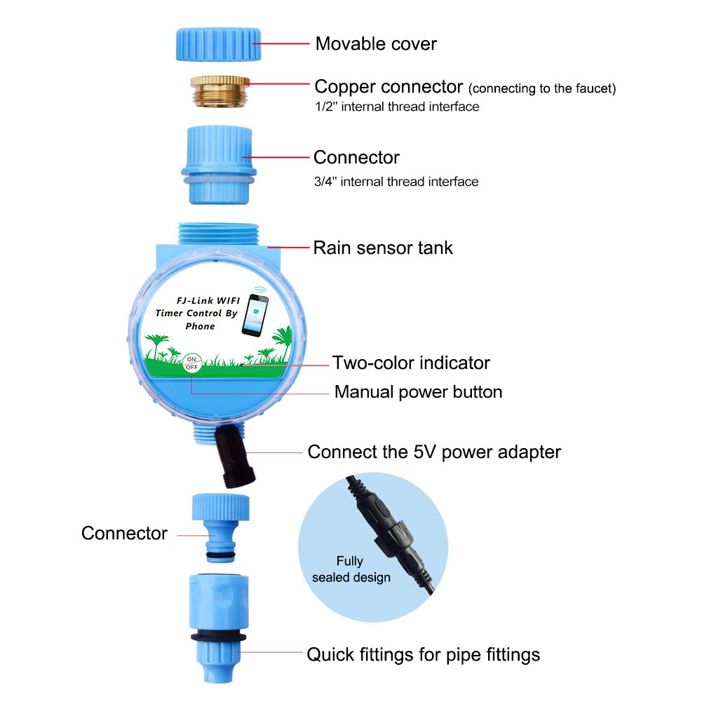 Mixfeer Sprinkler Timer Automatic Irrigation Controller APP Remote Control WiFi