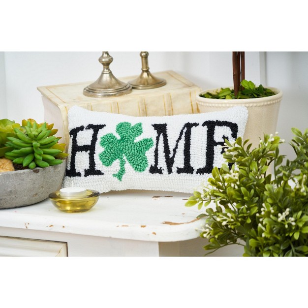 X 12 quot Shamrock Home St Patrick x27 s Day Hooked Pillow