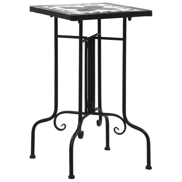 vidaXL Mosaic Side Table Black and White Ceramic