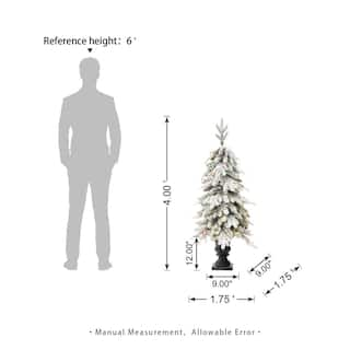 4 ft. Pre-Lit Flocked Fir Artificial Christmas Tree with 100 Warm White Lights and Red Berries