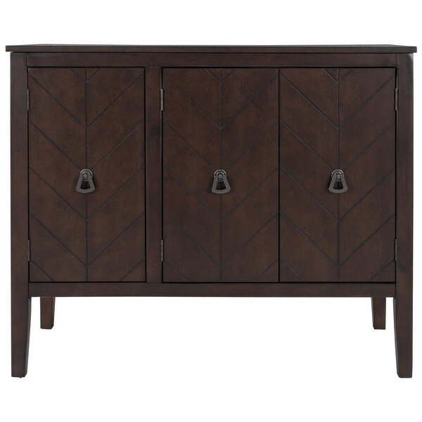 Brown Wooden Entryway Console Table Storage Cabinet with Adjustable Shelf