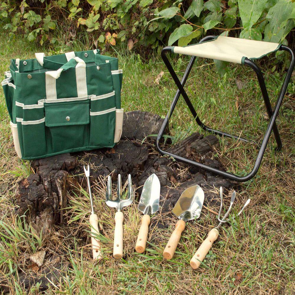 Aspectek GardenHOME All-In-One Folding Stool with Tool Bag (5-Tools) HR1913