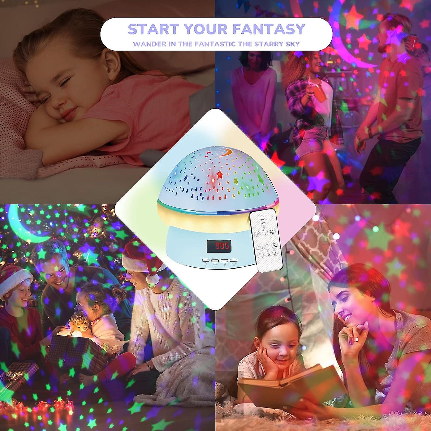 Remote Control And Timer Design Starry Sky Rotating Star Projector Night Light，16 Colorful Projector Light Dimmable Led Bedside Lamp，glow In The Dark