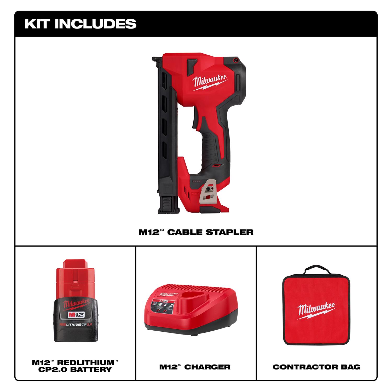 MW M12 14 Ga. 3/4 in. Stapler Kit