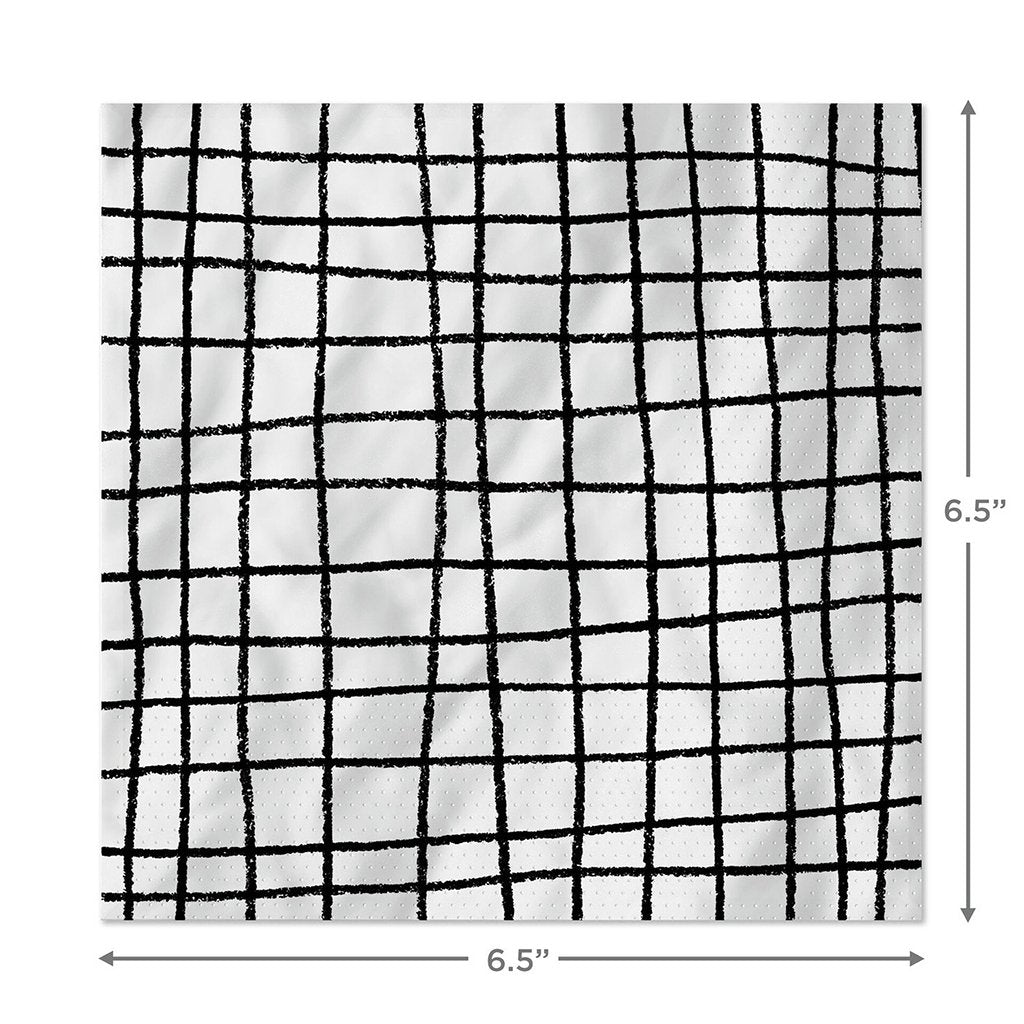 Hallmark  Black and White Grid Dinner Napkins, Set of 16