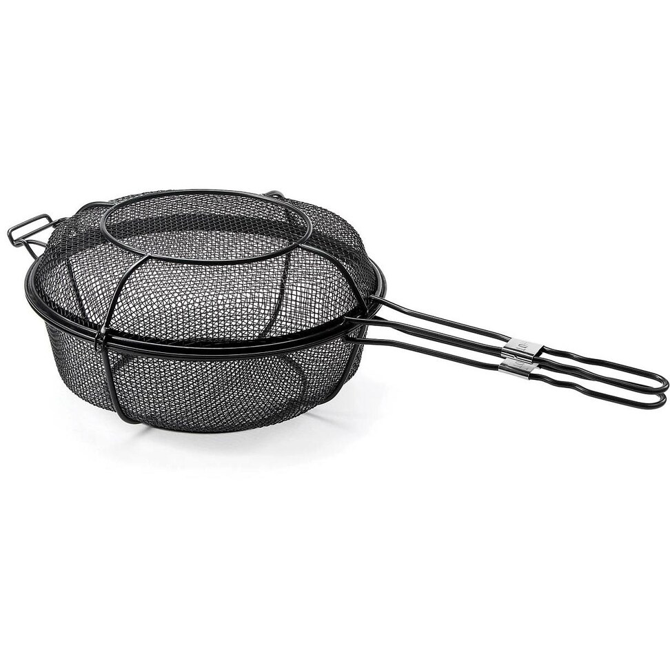 Outset 11-Inch Diameter Jumbo Non-Stick 3-In-1 Chef's Grill Basket And Skillet