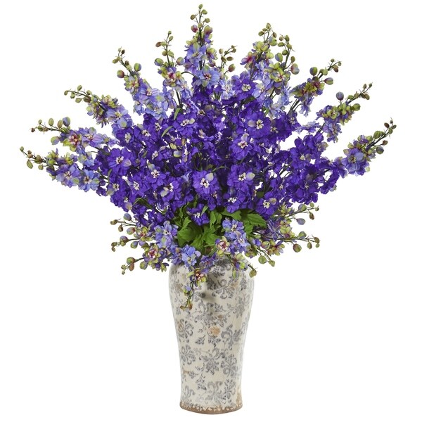 38 Delphinium Artificial Arrangement in Decorative Vase