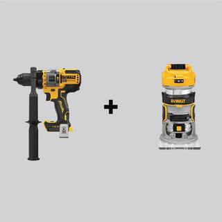 DW 20V MAX Brushless Cordless 12 in. Hammer DrillDriver with FLEXVOLT ADVANTAGE and Brushless Compact Router (Tools-Only) DCD999BWDCW600B