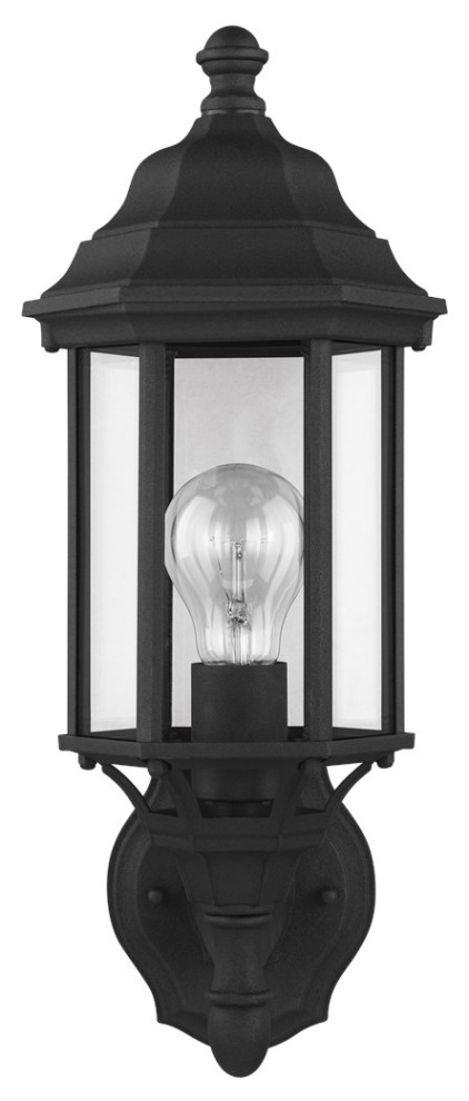 Sea Gull Sevier Small 1 Light Uplight Outdoor Wall Lantern 8538701 12  Black   Traditional   Outdoor Wall Lights And Sconces   by Lighting and Locks  Houzz