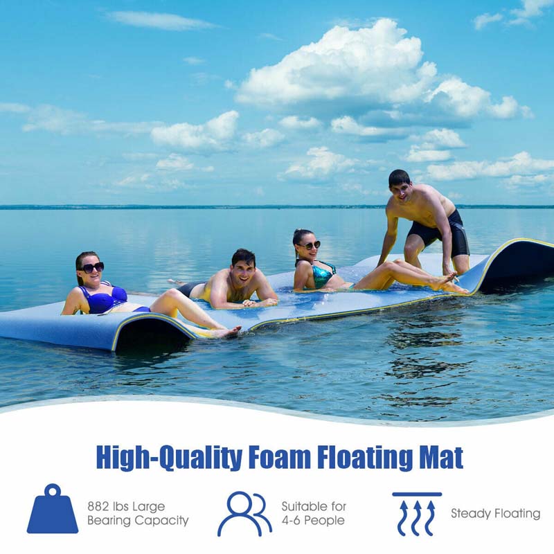 12 x 6 FT Floating Water Pad 3-Layer Tear-Resistant XPE Foam Mat Roll-Up Floating Island for 4-6 Person