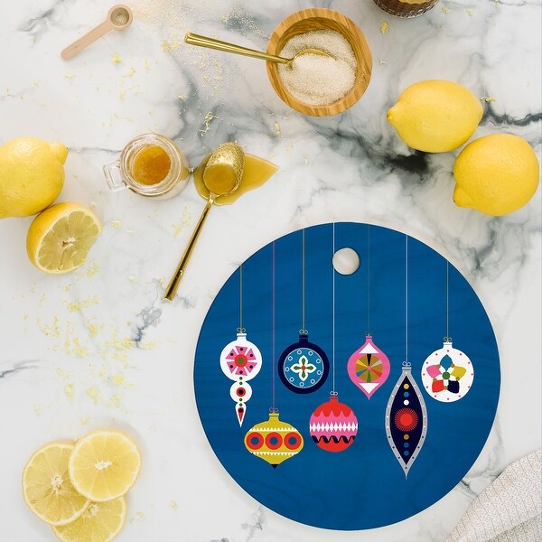 Showmemars Retro Christmas Baubles Cutting Board Round