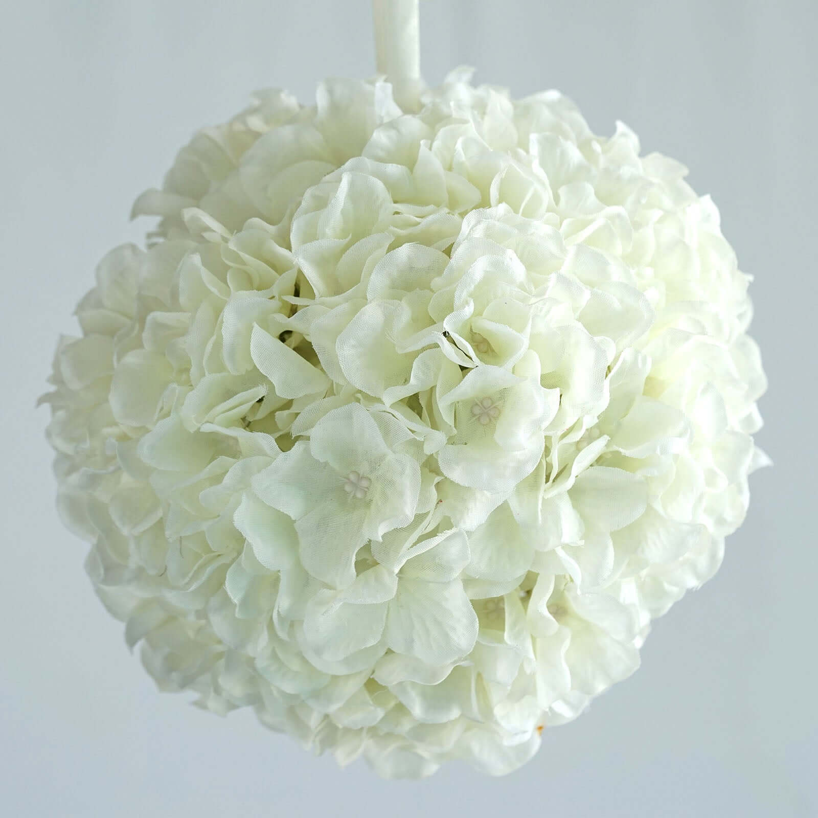 4 Pack Cream Artificial Silk Hydrangea Kissing Flower Balls 7