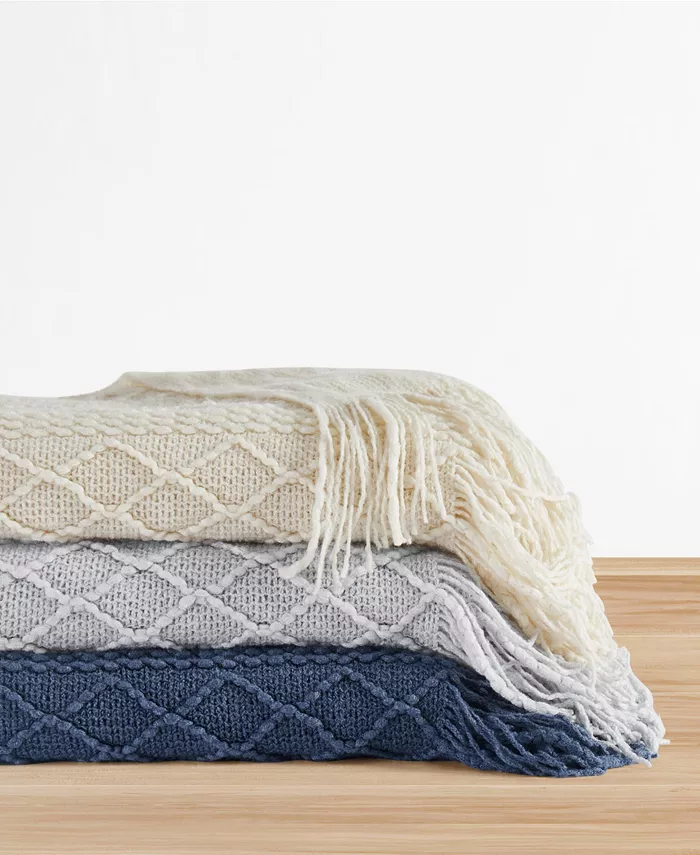 Brooklyn Loom Woven Texture Solid Coolandnbsp;Throw， 60