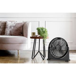 Lasko 20 in. 3 Speeds Floor Fan in Black with 90 Degrees Tilt Adjustment Built-In Carry Handle Wall Mountable A20107