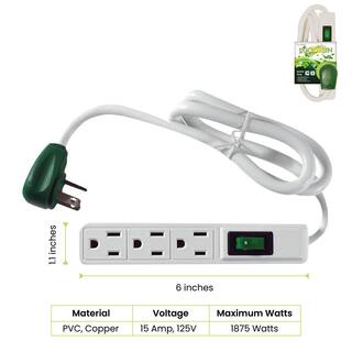 GoGreen Power 3 Outlet Power Strip Surge Protector with 2.5 ft. Heavy Duty Cord GG-13002MS