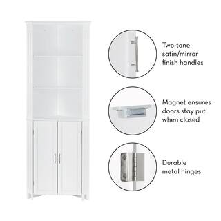 RiverRidge Home Somerset 26 in. W x 18.31 in. D x 70 in. H Two-Door Corner Cabinet in White 06-136