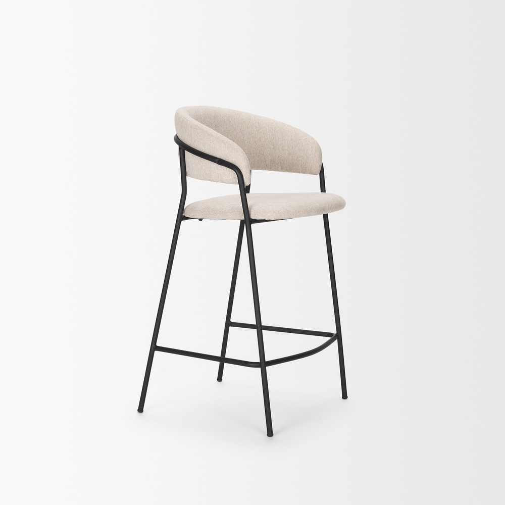 Carolyn Counter Stool w/ Gray Fabric   Matte Black Metal