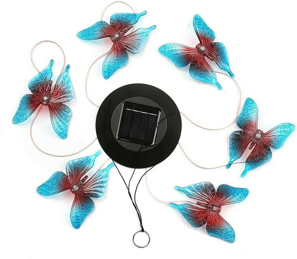 Solar LED Garden Outdoor Wind Chimes Colour Changing Lights Hanging butterfly US Clear Butterfly