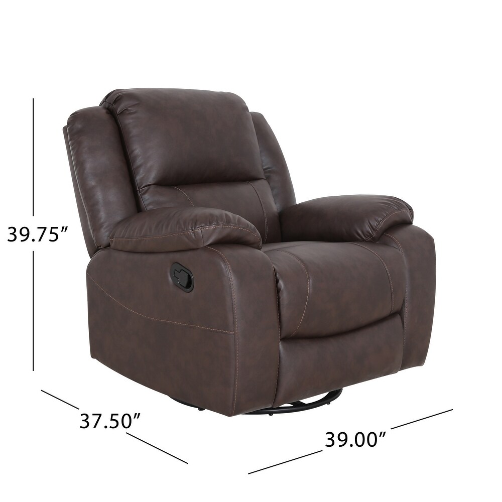 Malic Tufted Faux Leather Swivel Recliner by Christopher Knight Home