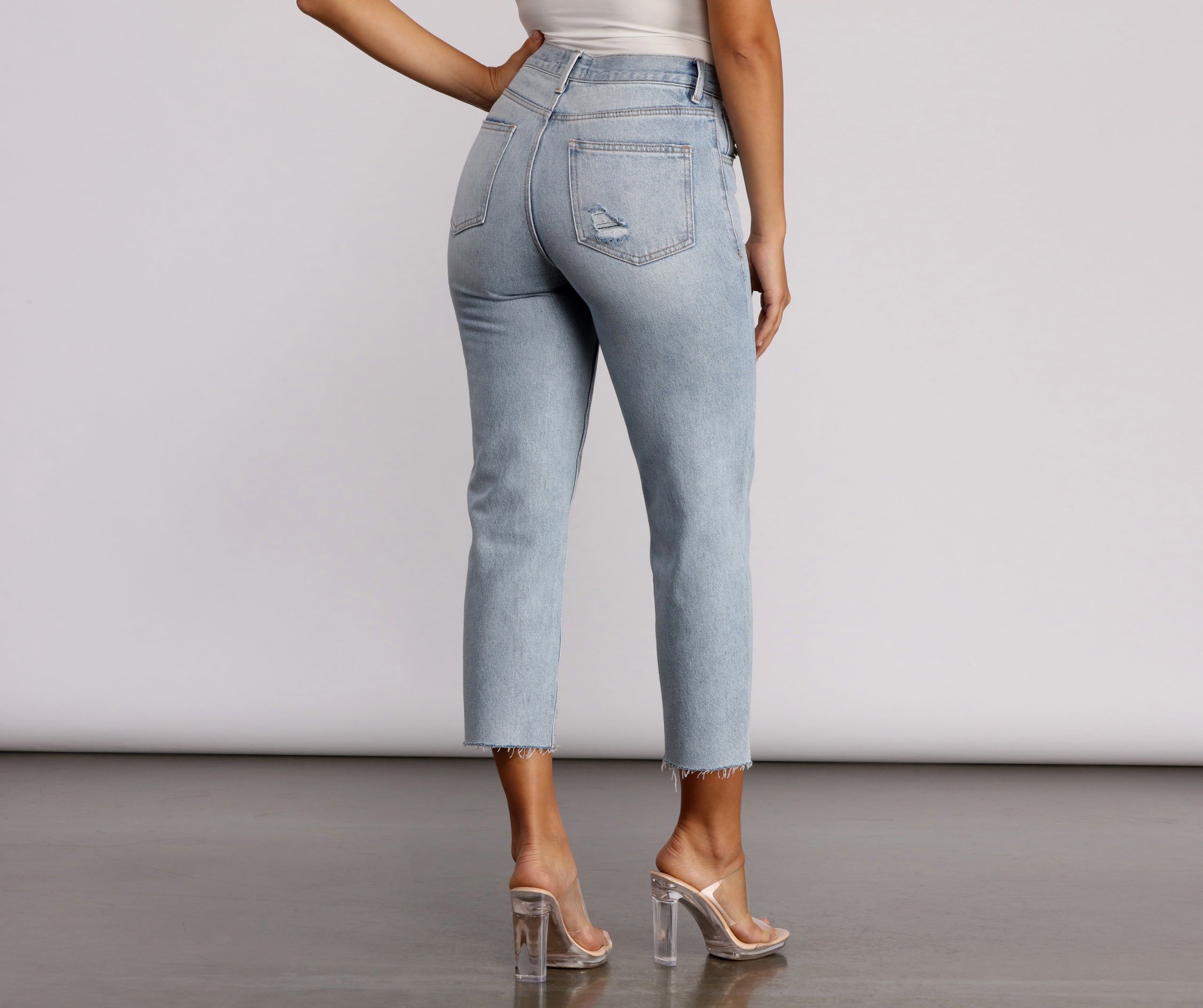 High Waist Cropped Denim Jeans