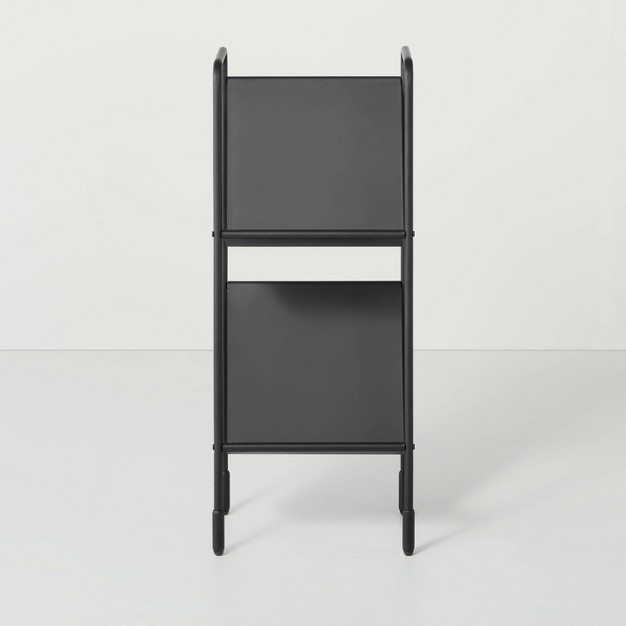 Two tier Metal Vinyl Record Storage Rack Black With Magnolia