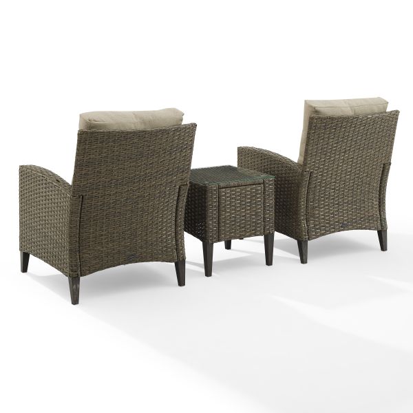 Rockport 3Pc Outdoor Wicker High Back Chair Set