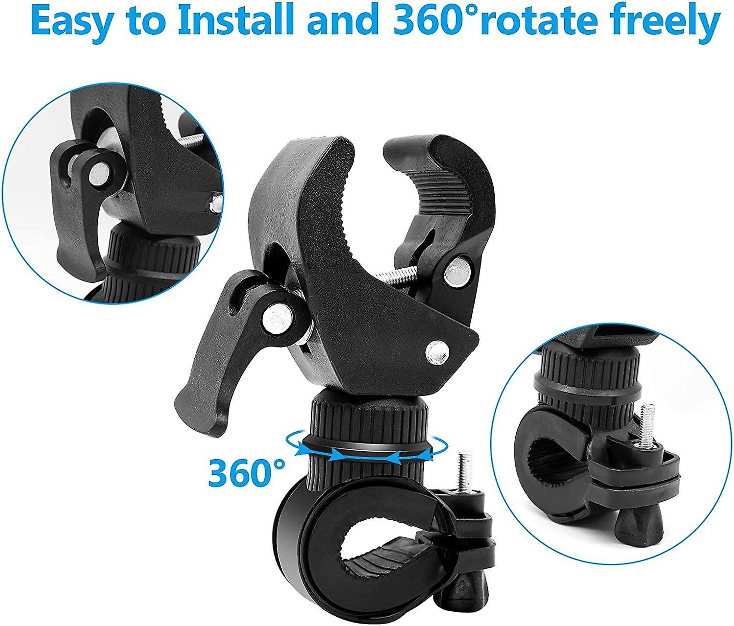 2Pcs Bike Light Holder， 360 Degree Rotating Front/Rear Bicycle Handlebar Clip， For Bike LED Lamp Hol