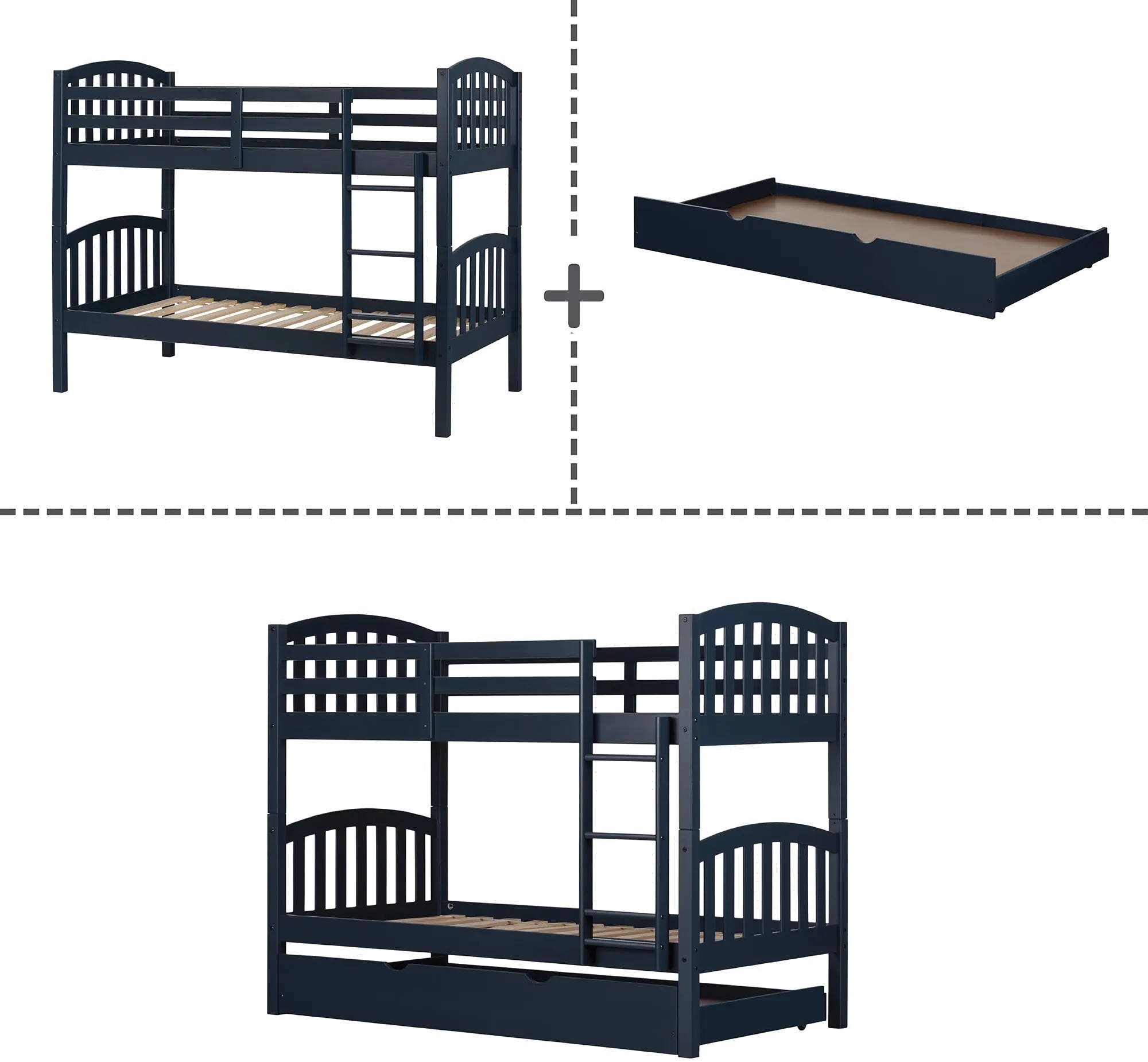 Asten Blue Twin Bunk with Trundle