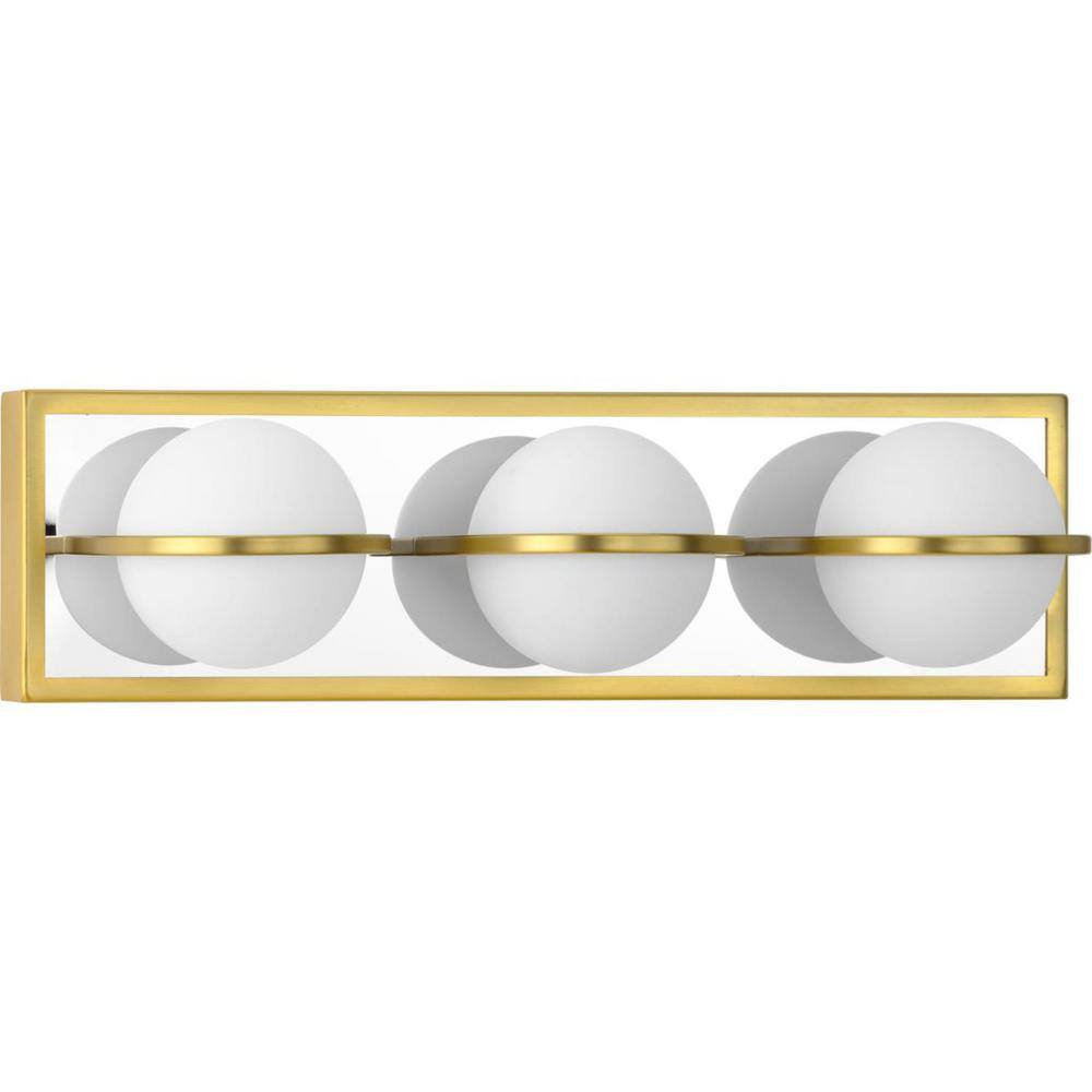 Progress Lighting Pearl LED Collection 3-Light Satin Brass Opal Glass LED Modern Wall Light P300312-012-30