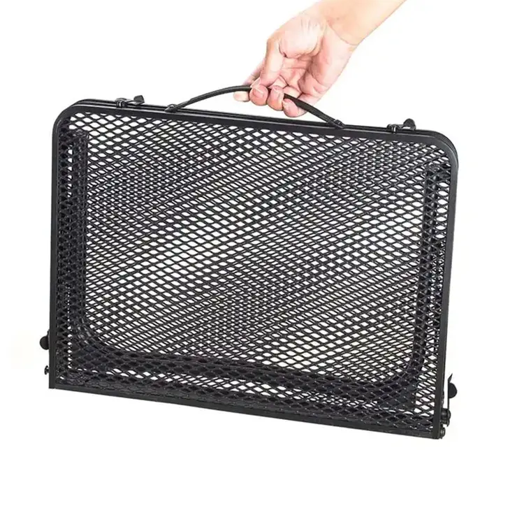 Lightweight Metal Net Camping Table Foldable Portable Barbecue Picnic Briefcase Type Hand Carry Outdoor Tables