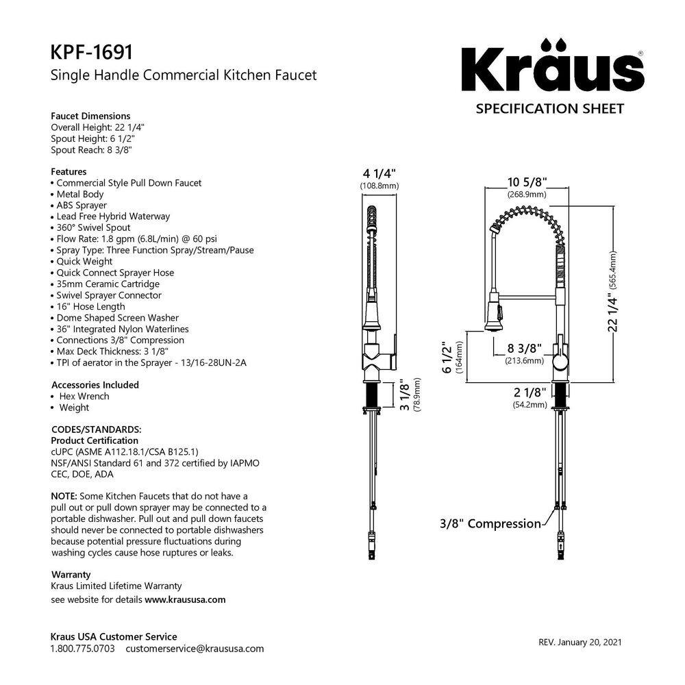 KRAUS Britt Single-Handle Pull-Down Sprayer Kitchen Faucet in Matte Black KPF-1691MB