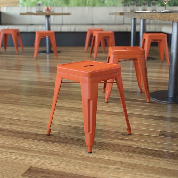 18 Inch Table Height Indoor Stackable Metal Dining Stool-Set of 4