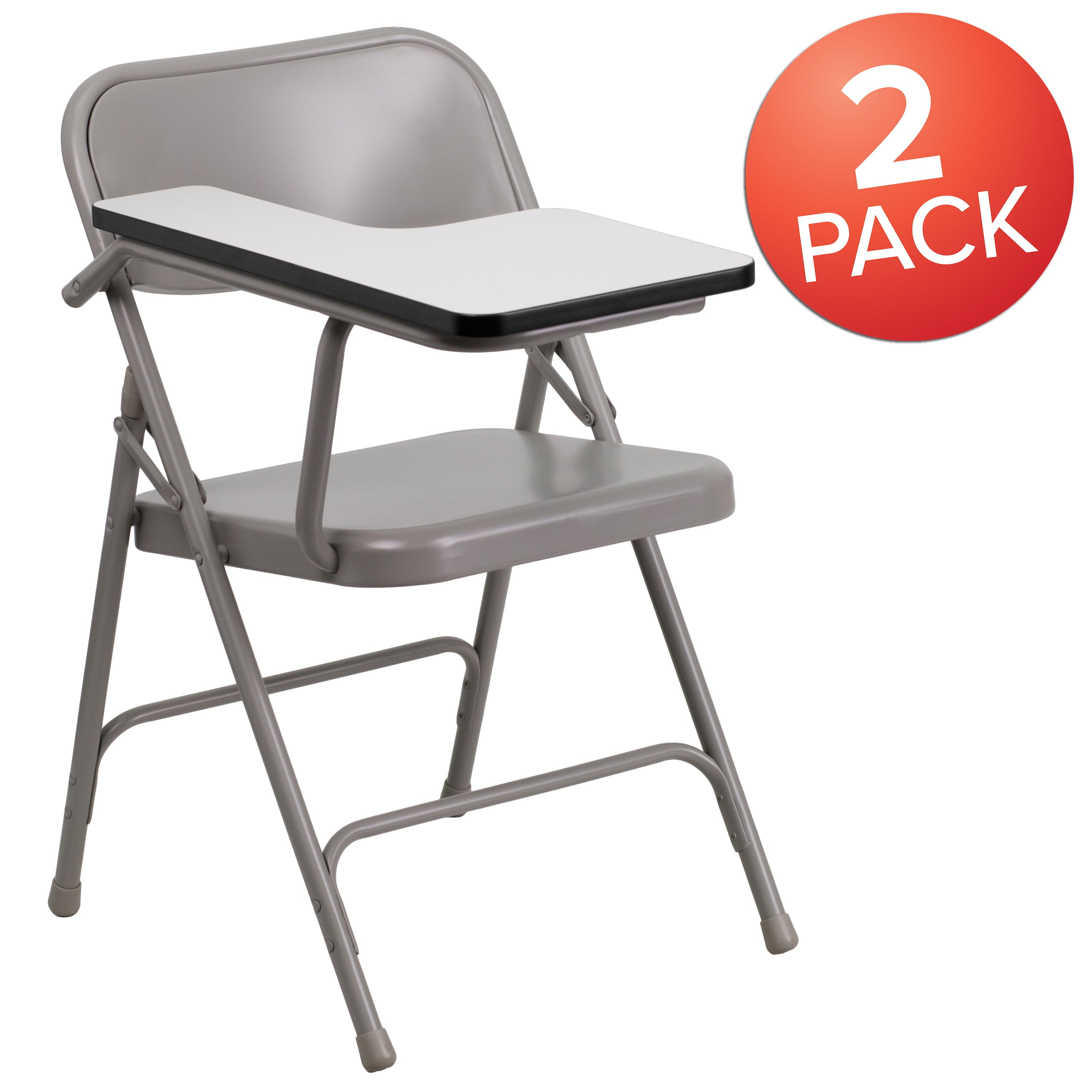 Flash Furniture 2 Pack Premium Steel Folding Chair with Right Handed Tablet Arm