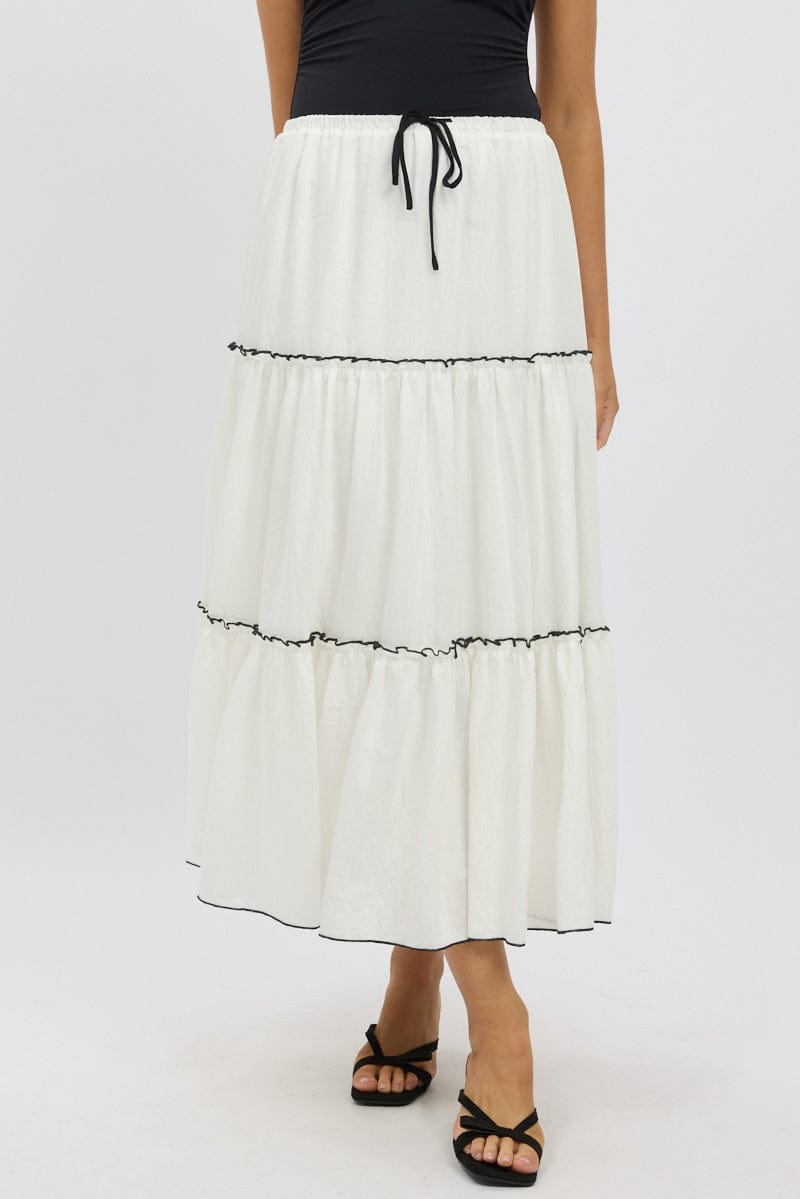 White Tiered Maxi Skirt