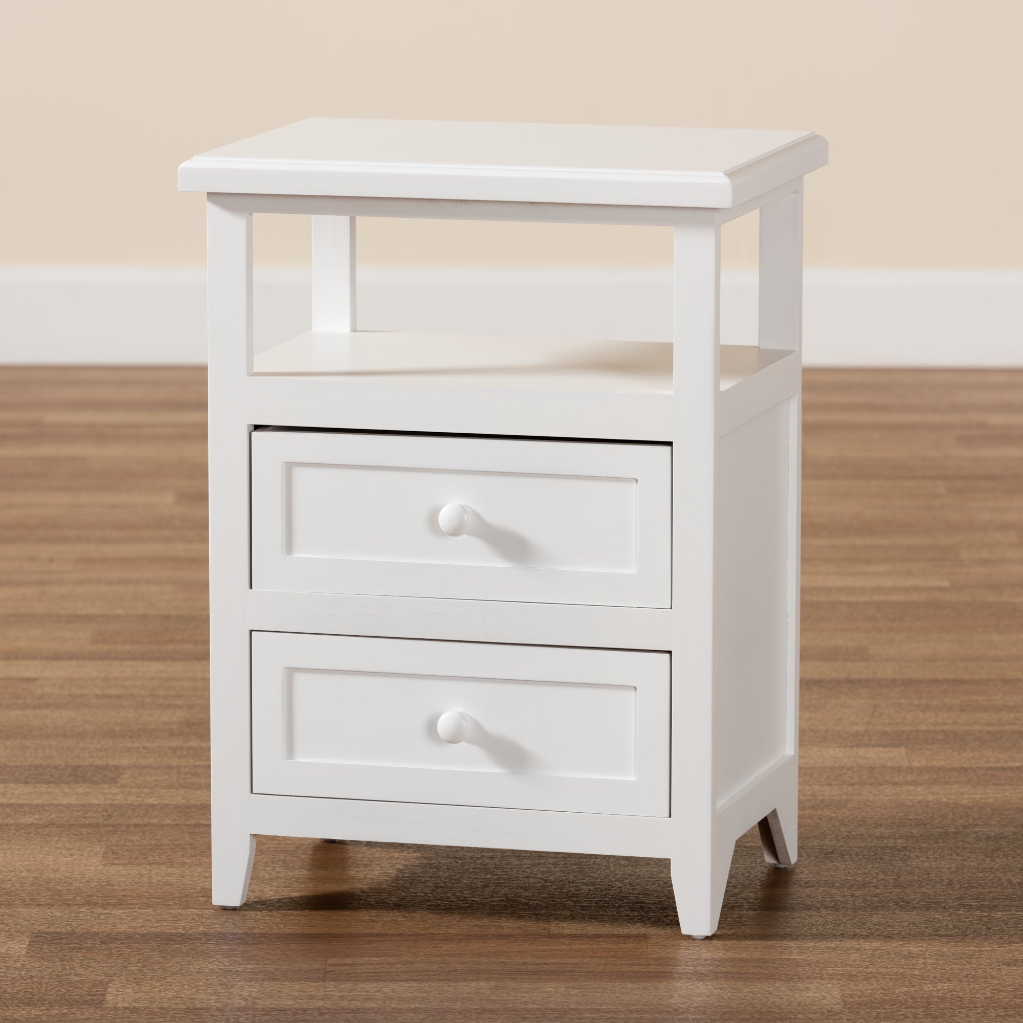 Baxton Studio Karsen Modern and Contemporary White Finished Wood 2-Drawer Nightstand