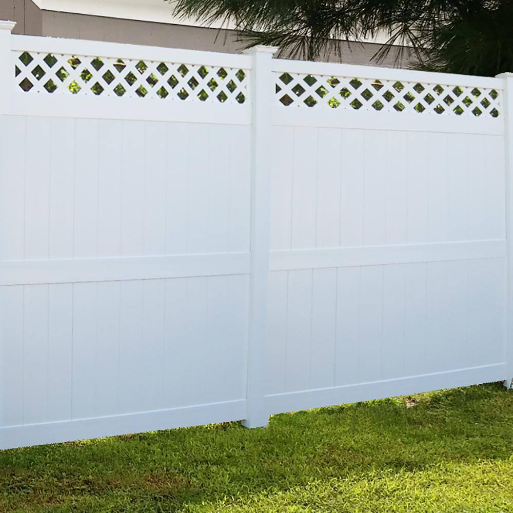 Weatherables 5 in. x 5 in. x 10 ft. White Vinyl Fence End Post LWPT-END-5X120